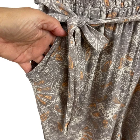 Free People Universal Love Paisley Surplice Open Back Boho Jumpsuit Sz. …
